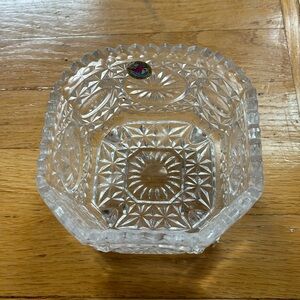 Hofbauer Vintage Byrde Crystal 5" Footed Bowl Square Bird